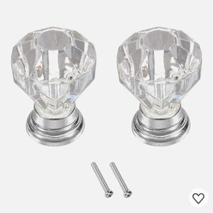 Crystal Glass Knob Set with Silver Base